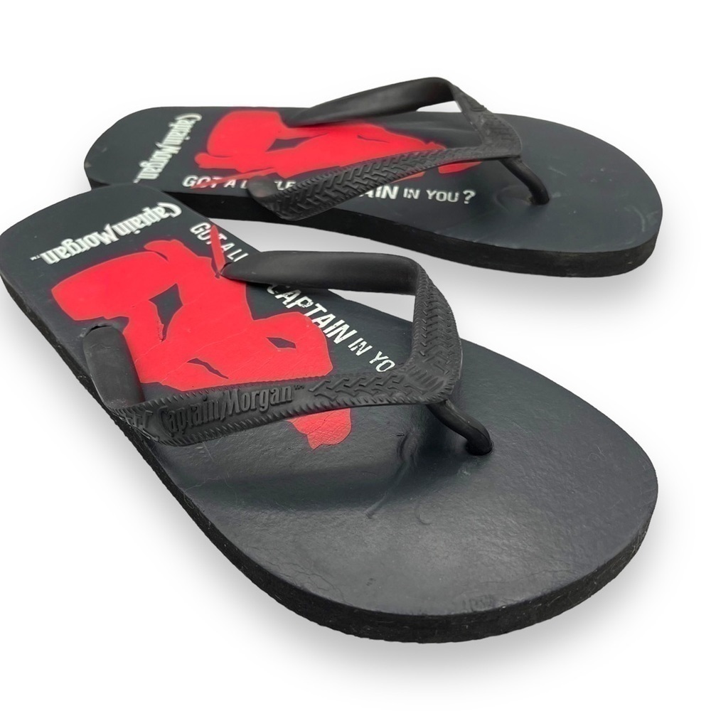 4 for $20 SALE! Captain Morgan Licensed Sandals Flip Flops, Black/Red, Size 9/10